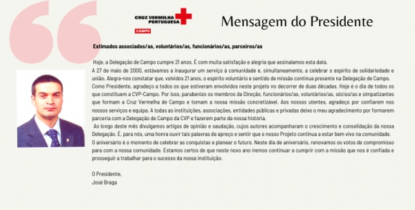 Mês de Celebração - Mensagem do Presidente José Braga